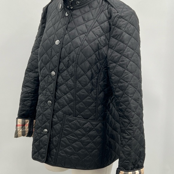 Burberry London England Women's Quilted Black Utility Nova Check Lined Jacket ~L - Picture 6 of 16